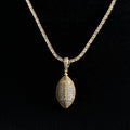 Iced Football Pendant in Yellow Gold
